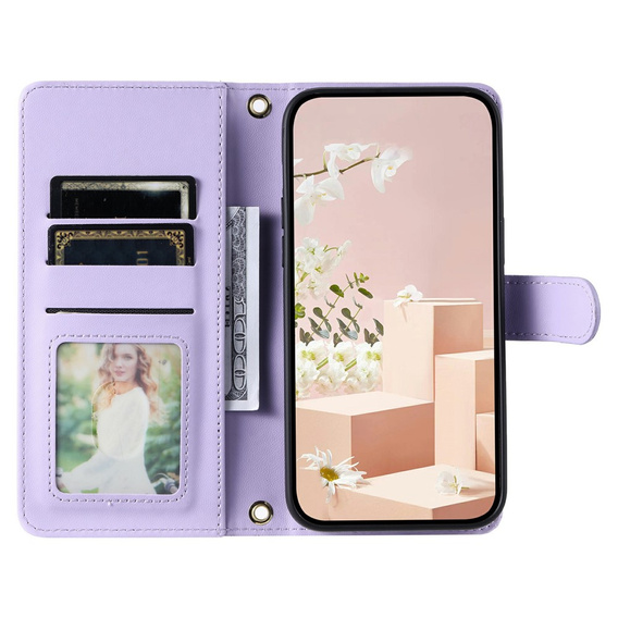 Husă cu clapetă pentru Samsung Galaxy S25 FE, Rhombus Crossbody Leather, violet