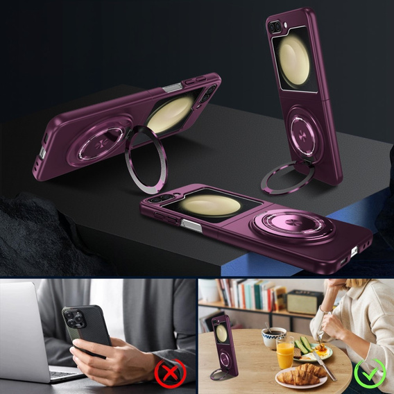 Husă GKK pentru Galaxy Z Flip 5 5G, Colțuri Dropproof MagSafe, transparent / violet