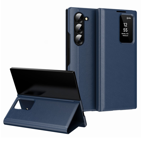 Husă cu clapetă pentru Samsung Z Fold5 5G, Smart View Wallet, albastru închis