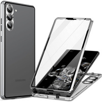 Husa pentru Samsung Galaxy S23, Magnetic Dual Glass, de argint