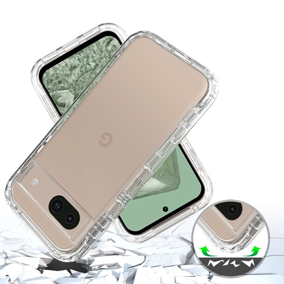 Carcasă pentru Google Pixel 8A, Shockproof, cu folie, transparentă
