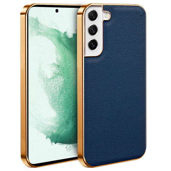 Huse pentru Samsung Galaxy S22+ Plus, Cowhide Leather, albastru