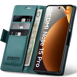Husă flip lucioasă ERBORD Litchi pentru Xiaomi Redmi Note 15 Pro 4G