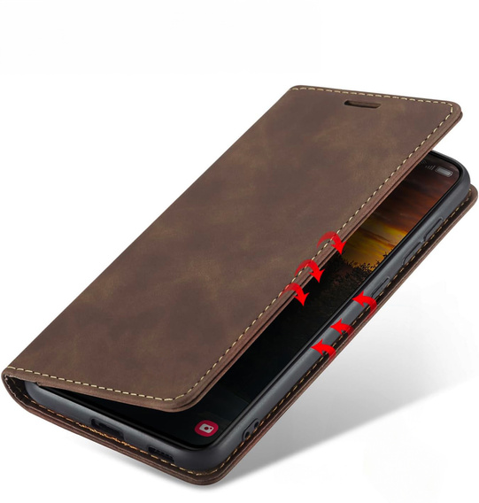 Husă pentru Samsung Galaxy A55, ERBORD Vintage, cafea + Sticlă pentru ecran