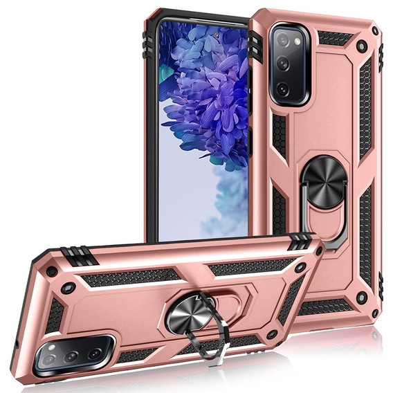 Husă blindată pentru Samsung Galaxy S20 FE, Nox Case Ring, roz rose gold