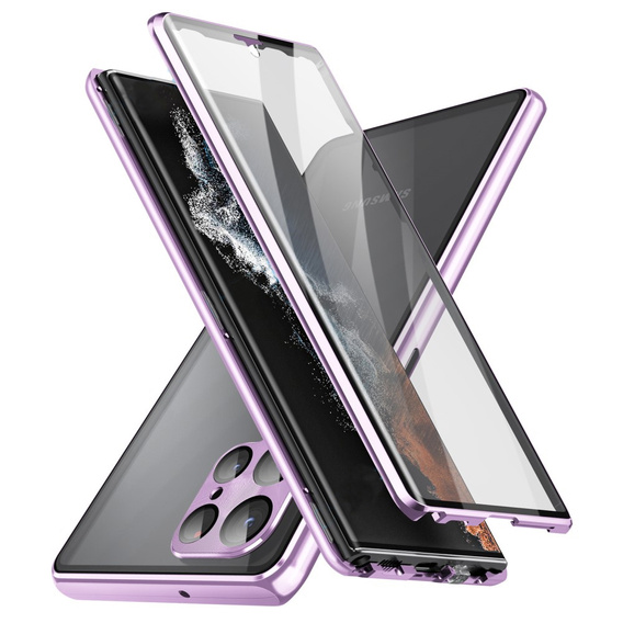 Husa pentru Samsung Galaxy S21 Ultra, Magnetic Dual Glass, violet