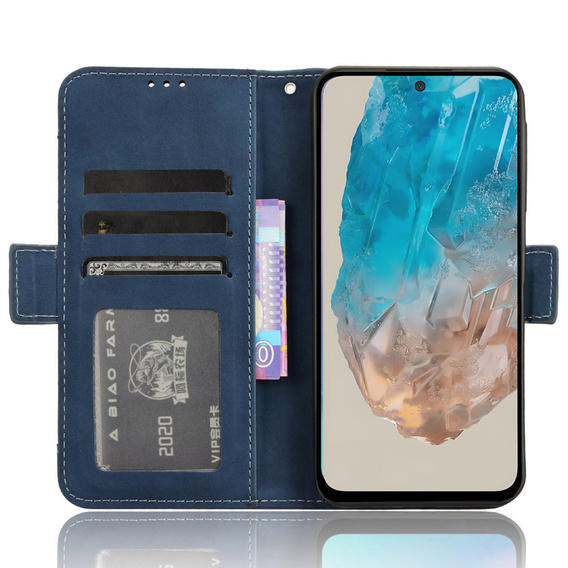 Cu clapetă pentru Samsung Galaxy M35, Card Slot, albastru închis