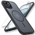 Husă pentru iPhone 15, pentru MagSafe, ERBORD Matt Case, negru + sticlă pentru ecran