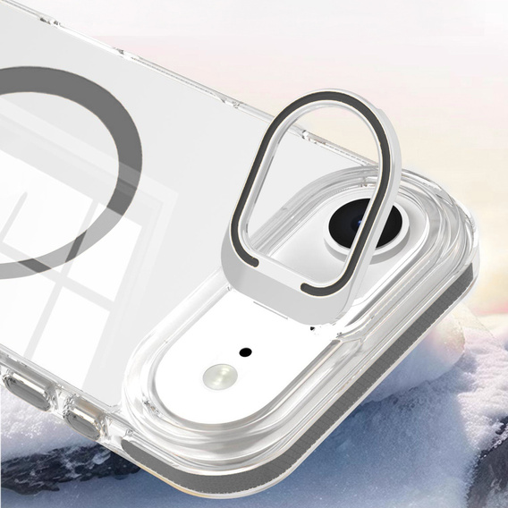 Husă pentru iPhone Air, pentru MagSafe, cu suport, transparentă cu inserții gri