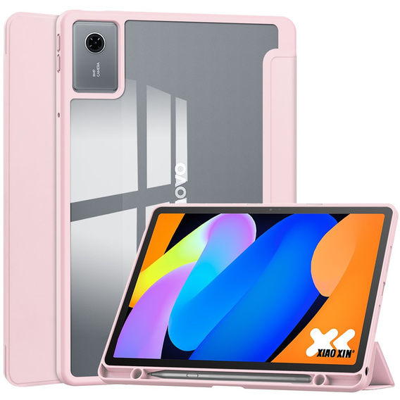 Husă pentru Lenovo Idea Tab 11" 2025 TB336FU TB336ZU, cu spate transparent și suport pentru stylus, roz