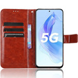 Cu clapetă pentru Honor 90 Lite 5G, Crazy Horse Wallet, maro