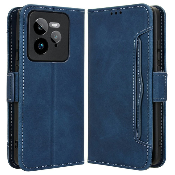Cu clapetă pentru Realme GT 7 Pro, Card Slot, albastru închis
