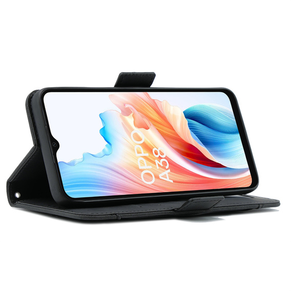 Cu clapetă pentru Oppo A38 4G / Oppo A18 4G, Card Slot, negru