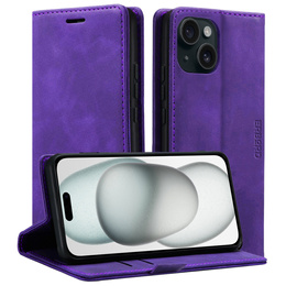 Husă pentru iPhone 15, ERBORD Vintage, portofel cu clapetă, violet