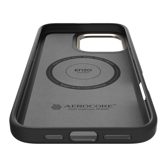 Carcasa Spigen pentru iPhone 16 Pro Max, Enzo Aramid MagSafe, carbon negru + 9H Tempered Glass