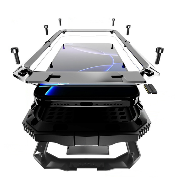 Husă R-JUST cu suport și sticlă încorporată pentru iPhone 17 Pro