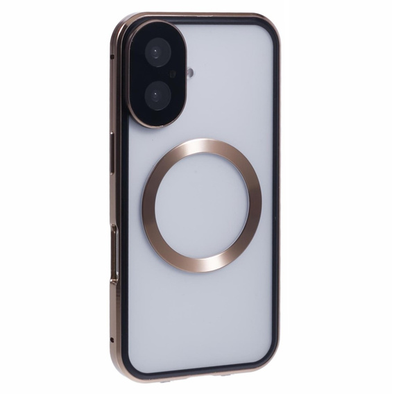 Carcasa Magnetic Dual Glass MagSafe pentru iPhone 16, de aur