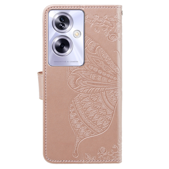 Cu clapetă pentru Oppo A79 5G, Butterfly, roz rose gold