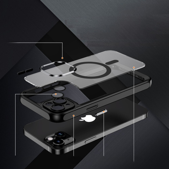 Husă pentru iPhone 15 Plus, ERBORD Impact Guard, MagSafe, negru