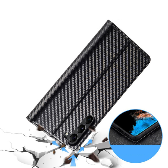 Carcasă cu clapetă pentru Samsung Galaxy S24, Carbon LC.IMEEKE, negru