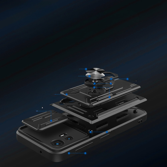 Husă blindată pentru Motorola Edge 30 Neo 5G, Camera Slide Card Slot, negru