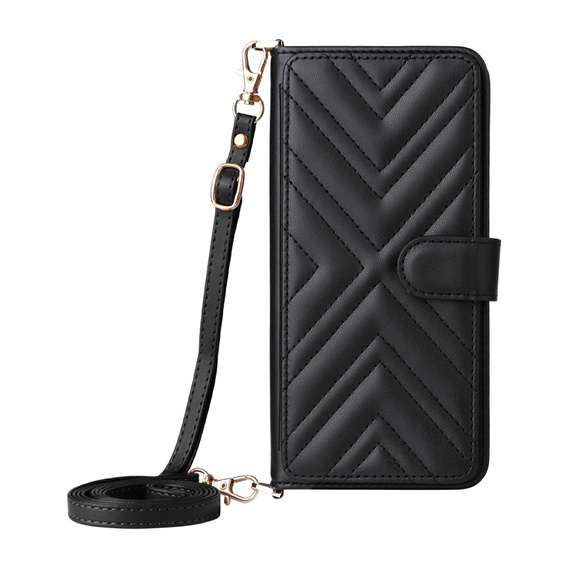 Carcasă cu clapetă pentru Xiaomi Redmi A5, Crossbody Leather Wallet, negru