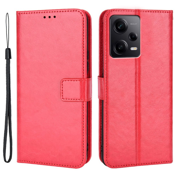 Cu clapetă pentru Xiaomi Redmi Note 12 Pro+ 5G, Crazy Horse Wallet, roșu