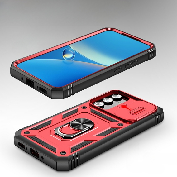 Husă blindată pentru Samsung Galaxy A54 5G, CamShield Slide, roșu / negru