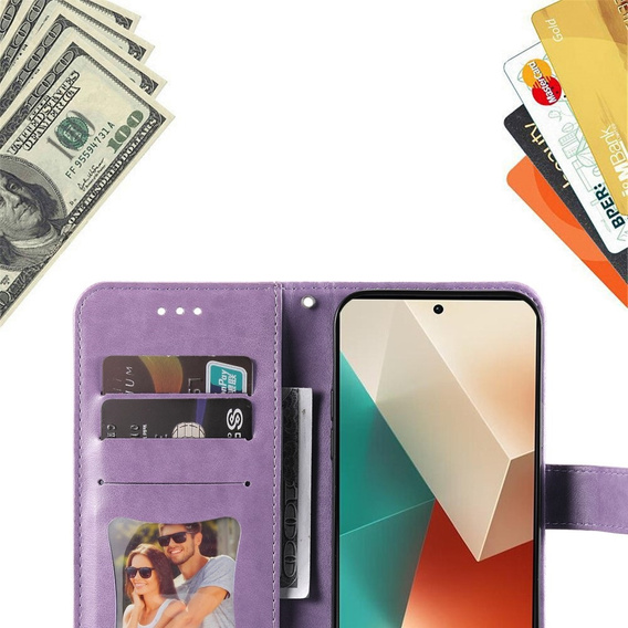 Cu clapetă pentru Xiaomi Redmi Note 13 5G, Mandala, violet