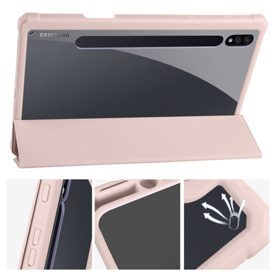 Husă pentru Samsung Galaxy Tab S7 Plus / Tab S7 FE, Smartcase Hybrid, cu spațiu pentru stylus, roz