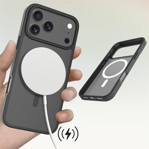 Carcasă Matt pentru iPhone 17 Pro Max, pentru MagSafe, negru translucid