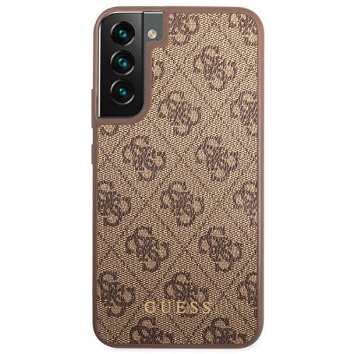 GUESS Huse pentru Samsung Galaxy S23, 4G Metal Gold Logo, maro
