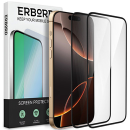 2x sticlă ceramică ERBORD Hybrid Glass pentru iPhone 17 Pro/17/16 Pro