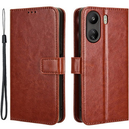 Cu clapetă pentru Xiaomi Redmi 13C / Poco C65, Crazy Horse Wallet, maro