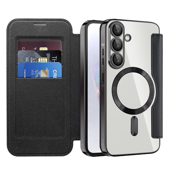 Cu clapetă pentru Samsung Galaxy A36, RFID Wallet MagSafe CamShield, negru
