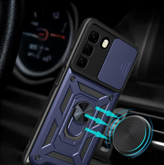Husă blindată pentru Infinix Hot 50 Pro+ 4G, CamShield Slide, albastru