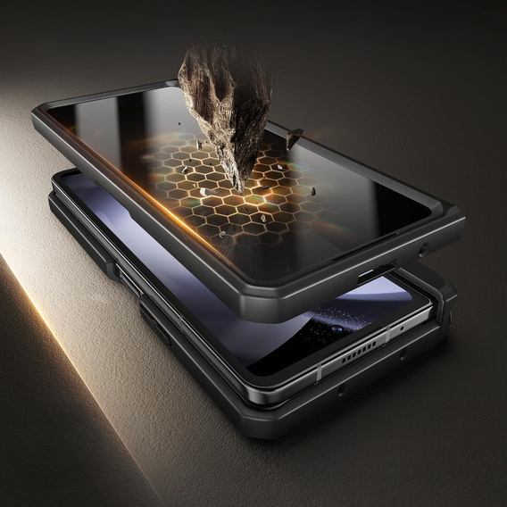 Carcasă pentru Samsung Galaxy S24 Ultra, seria Tongate MECH cu suport, negru