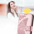 Cu clapetă pentru Motorola Edge 50 Ultra, Butterfly, roz rose gold
