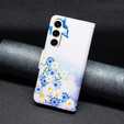 Cu clapetă pentru Samsung Galaxy S23 FE, Wallet, Butterfly & Flowers alb