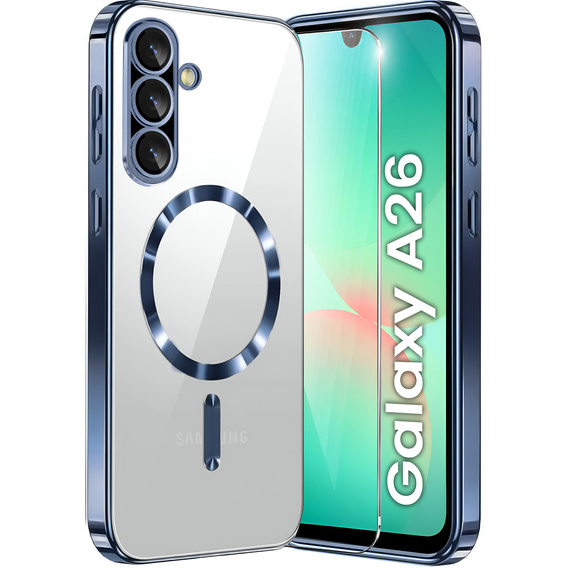 Husă pentru Samsung Galaxy A26, Electro MagSafe, albastru închis + Sticlă pentru ecran