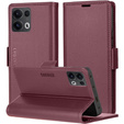 Husă pentru Oppo Reno 13 Pro, ERBORD Glossy Litchi, portofel cu clapetă, roșu