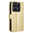 Cu clapetă pentru Xiaomi 14T, Crazy Horse Wallet, de aur