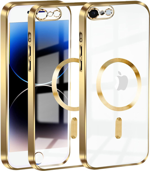 Husă pentru iPhone 7 / 8, Electro MagSafe, de aur + Sticlă pentru ecran