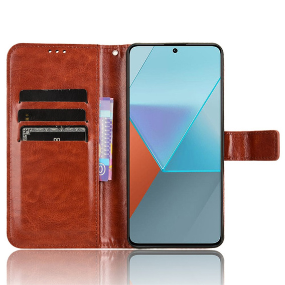 Cu clapetă pentru Xiaomi Redmi Note 13 Pro 5G, Crazy Horse Wallet, maro