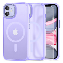 Husă pentru iPhone 11, pentru MagSafe, ERBORD Matt Case, violet + sticlă pentru ecran