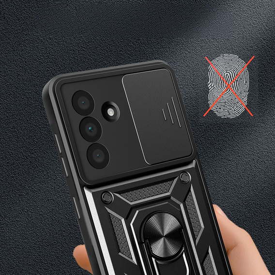 Carcasă blindată pentru Samsung Galaxy A56, CamShield Slide, negru + sticlă călită 9H