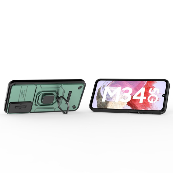 Husă pentru Samsung Galaxy M34, KickStand Camera Lens, verde