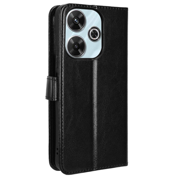 Cu clapetă pentru Xiaomi Redmi 13, Crazy Horse Wallet, negru