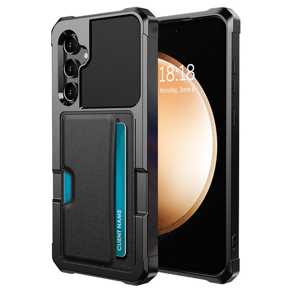 Husa pentru Samsung Galaxy A55 5G, Card Holder Kickstand, negru