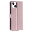 Cu clapetă pentru iPhone 14, Wallet Zipper Pocket, roz